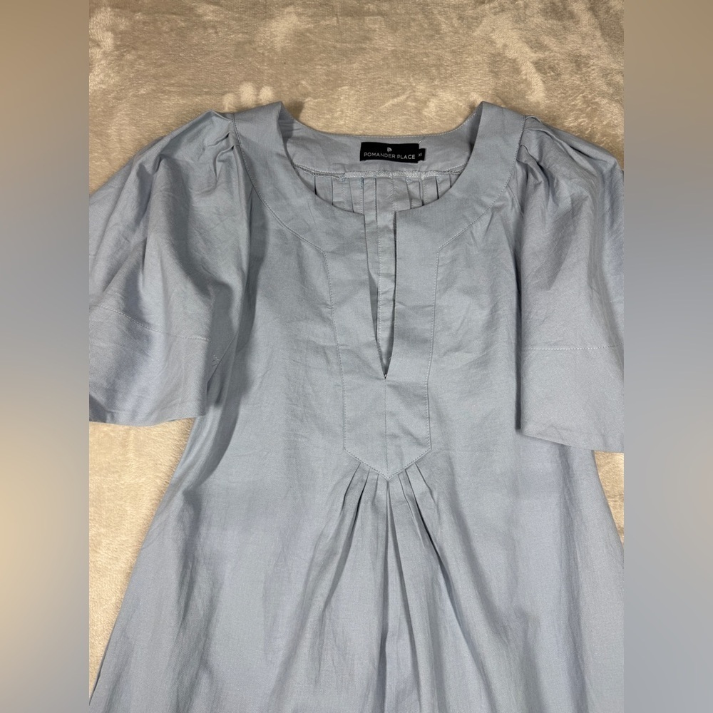 Pomander Place Finley Flutter Sleeve Cotton
Relaxed Pocket Mini Dress Blue XS - Picture 4 of 16